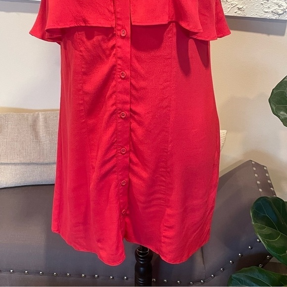Revolve Privacy Please Norval Off Shoulder Button Dress Red Sz S - Picture 4 of 9